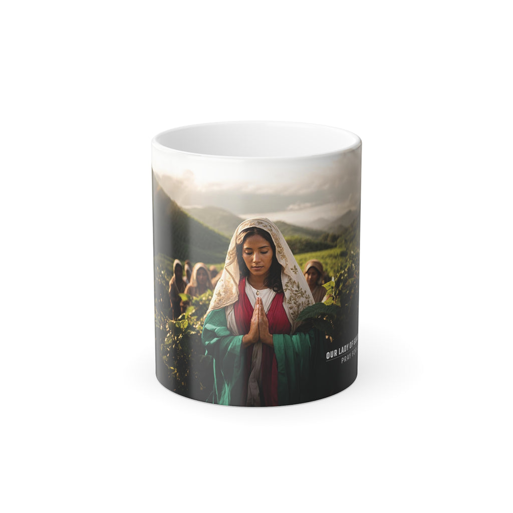 Morphing Mug, 11oz - Our Lady of Guadalupe with a Coffee Farmers - GuadalupeRoastery