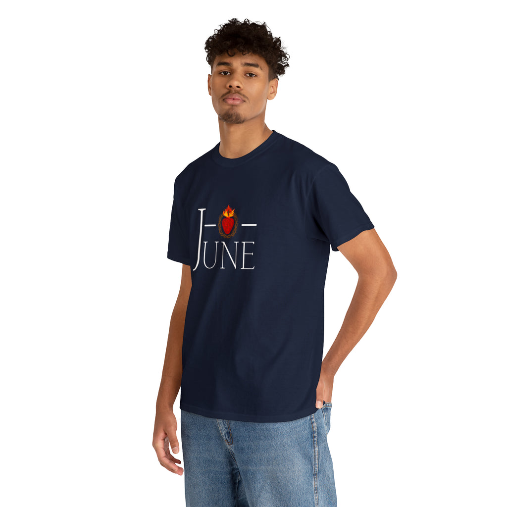 June - O Sacred Heart - Unisex Heavy Cotton Tee - GuadalupeRoastery