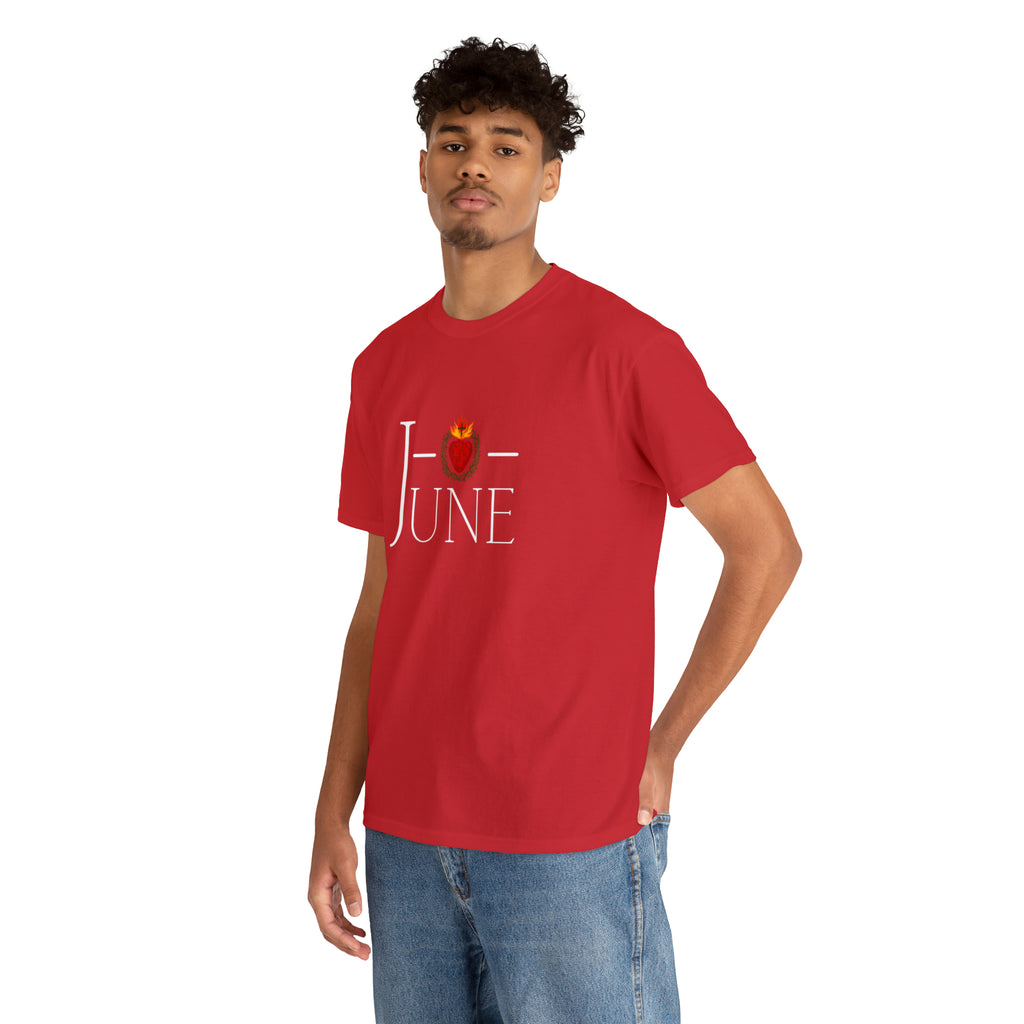 June - O Sacred Heart - Unisex Heavy Cotton Tee - GuadalupeRoastery