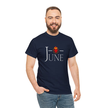 June - O Sacred Heart - Unisex Heavy Cotton Tee - GuadalupeRoastery
