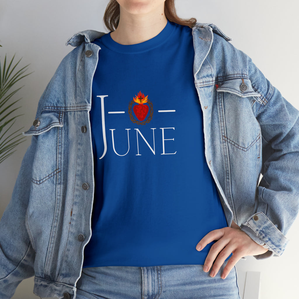 June - O Sacred Heart - Unisex Heavy Cotton Tee - GuadalupeRoastery