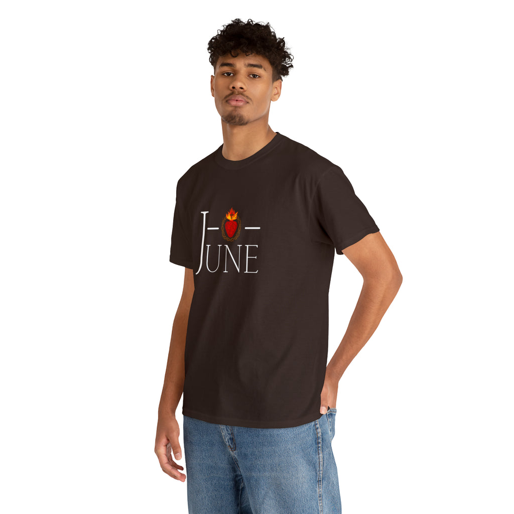 June - O Sacred Heart - Unisex Heavy Cotton Tee - GuadalupeRoastery