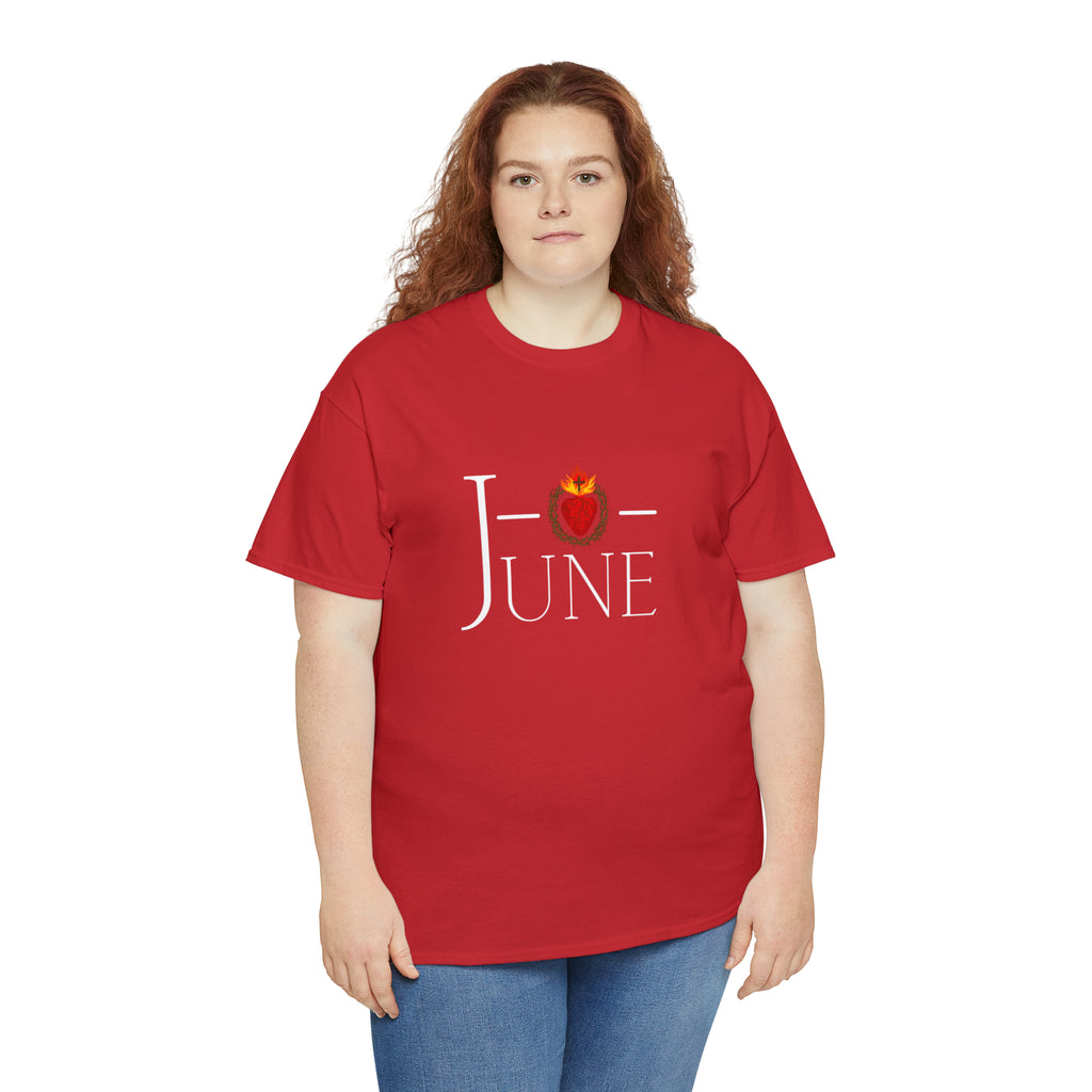 June - O Sacred Heart - Unisex Heavy Cotton Tee - GuadalupeRoastery