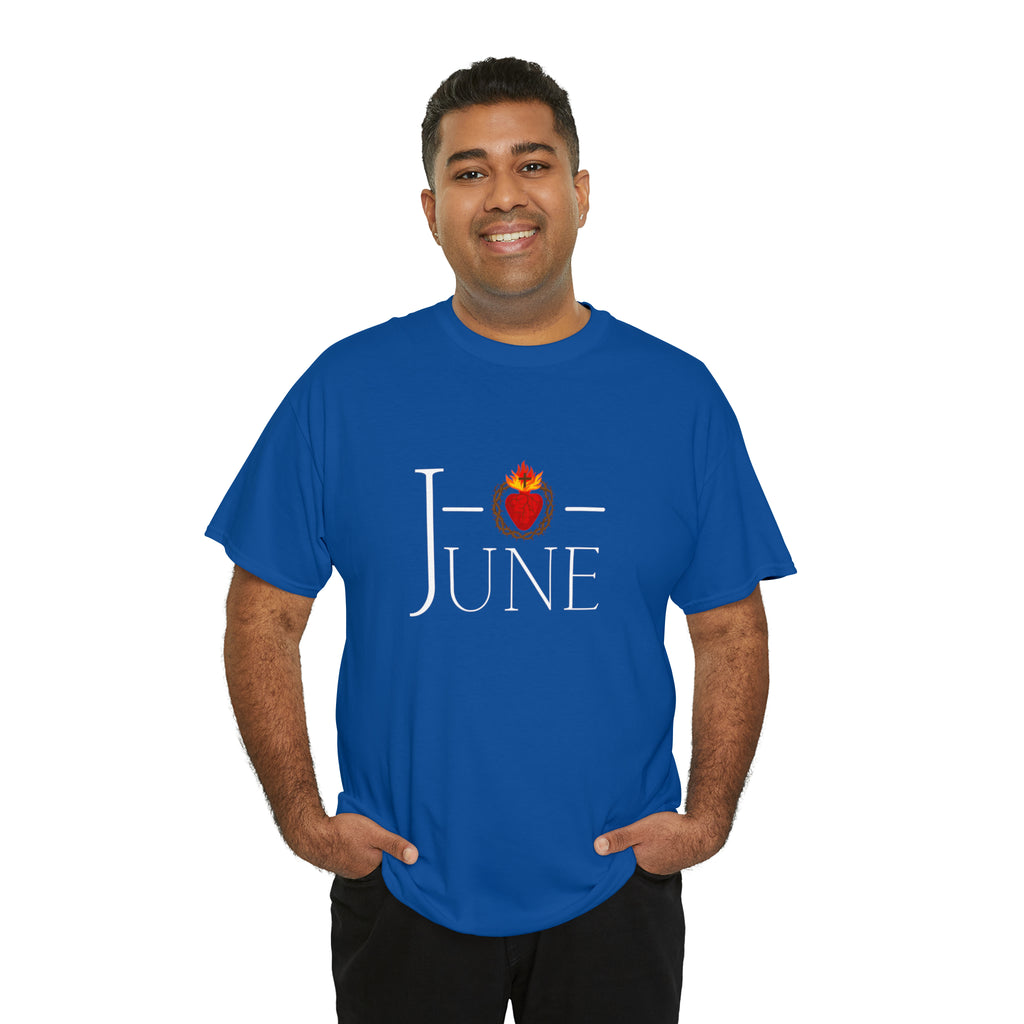 June - O Sacred Heart - Unisex Heavy Cotton Tee - GuadalupeRoastery