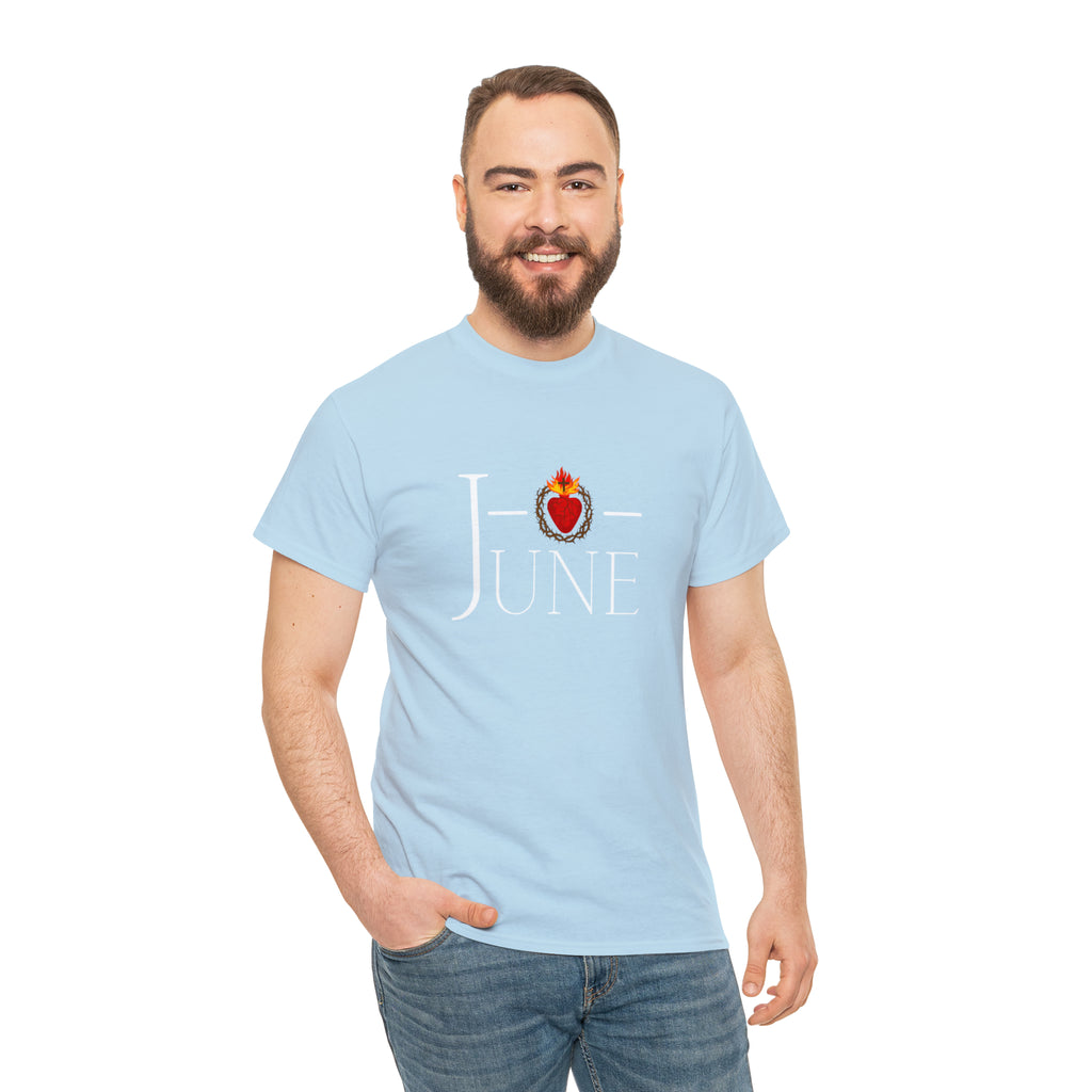 June - O Sacred Heart - Unisex Heavy Cotton Tee - GuadalupeRoastery