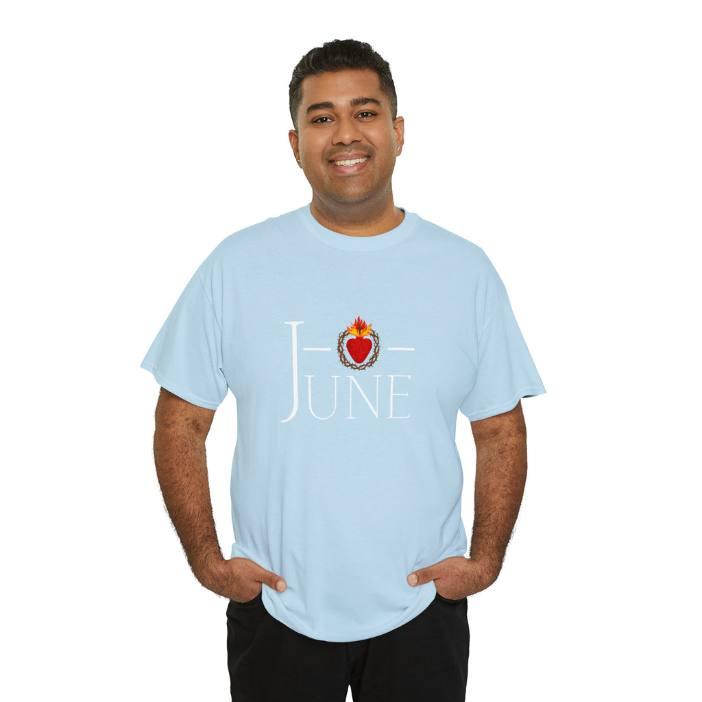 June - O Sacred Heart - Unisex Heavy Cotton Tee - GuadalupeRoastery