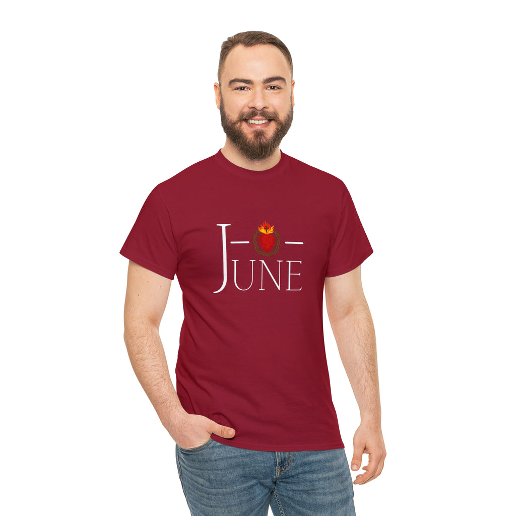 June - O Sacred Heart - Unisex Heavy Cotton Tee - GuadalupeRoastery