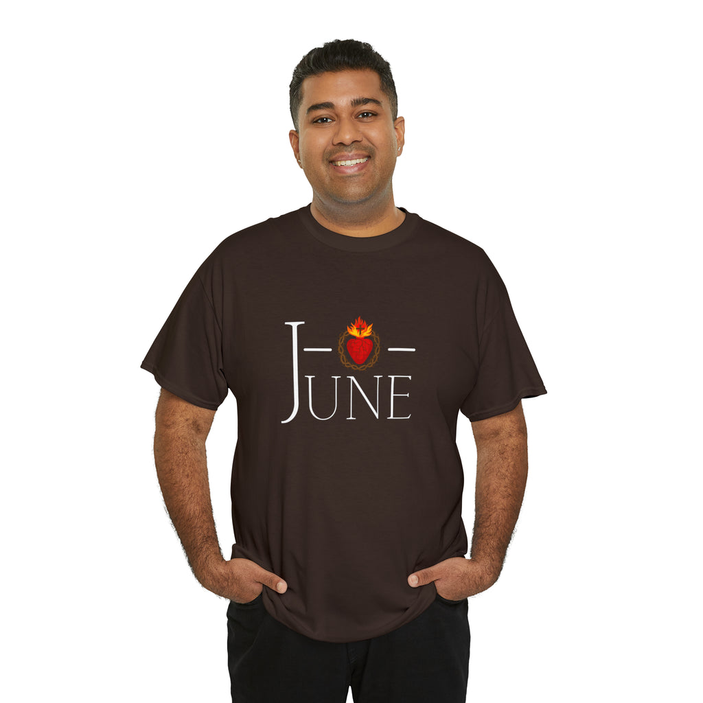 June - O Sacred Heart - Unisex Heavy Cotton Tee - GuadalupeRoastery