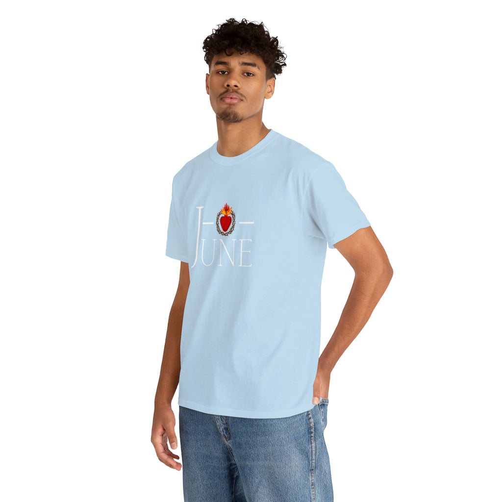 June - O Sacred Heart - Unisex Heavy Cotton Tee - GuadalupeRoastery