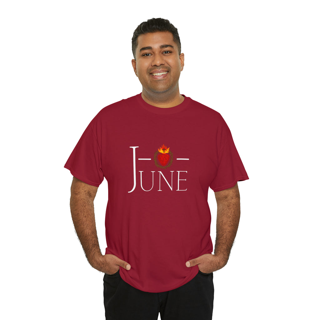 June - O Sacred Heart - Unisex Heavy Cotton Tee - GuadalupeRoastery