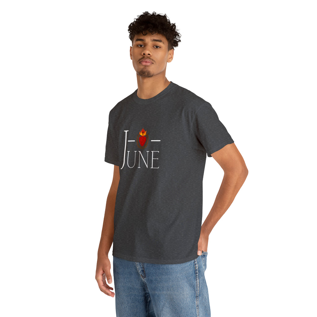 June - O Sacred Heart - Unisex Heavy Cotton Tee - GuadalupeRoastery