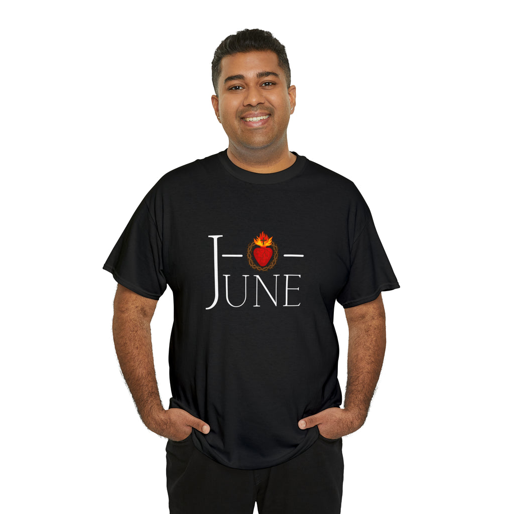 June - O Sacred Heart - Unisex Heavy Cotton Tee - GuadalupeRoastery